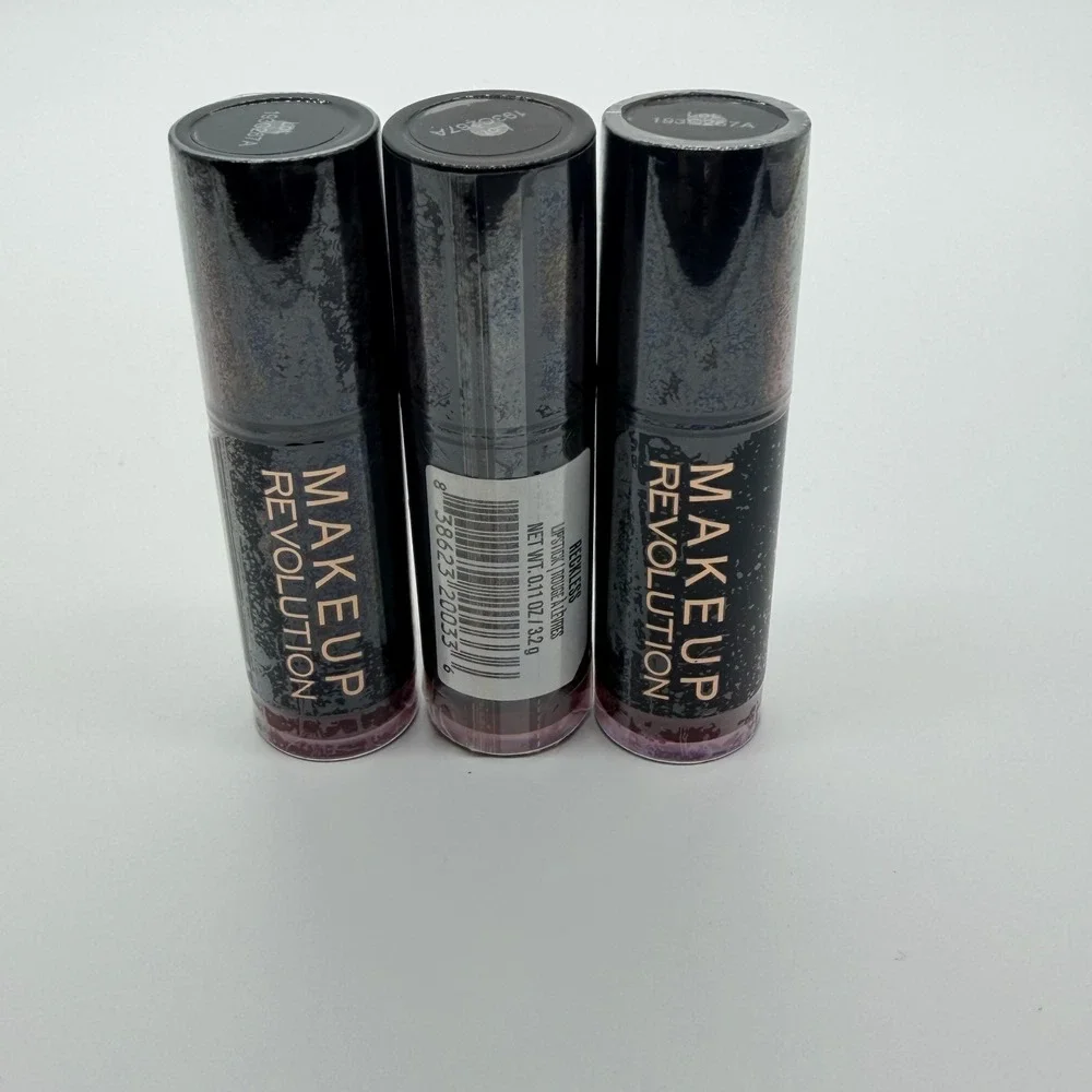 Lot of 3 Makeup Revolution Lipstick Reckless Smooth Long Lasting Formula 0.11 Oz